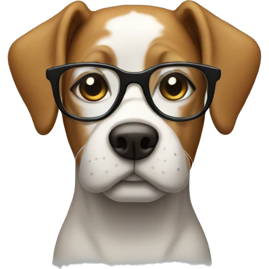 Dog wearing glasses emoji