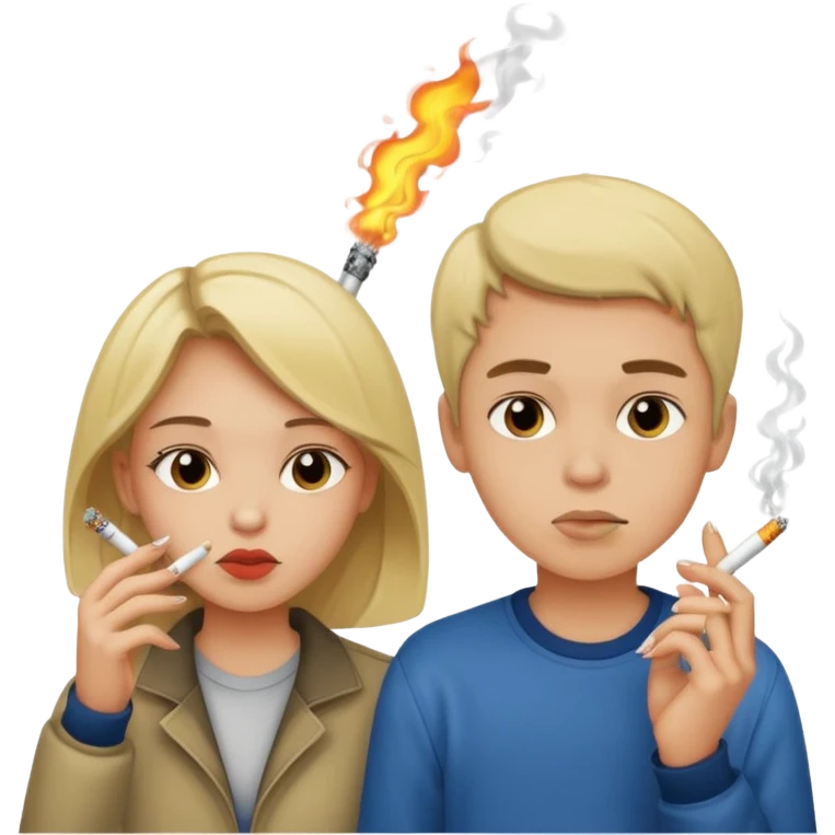 A girl and a boy smoking cigarettes emoji