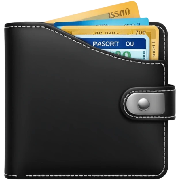 Travel black wallet – larger, holds passport and tickets.
 emoji