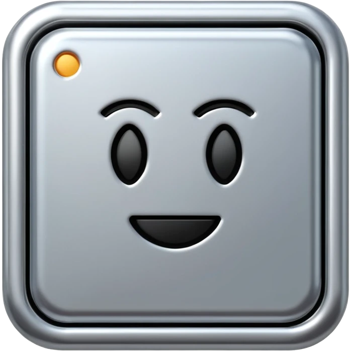 A futuristic microchip emoji made of polished silver chrome, minimal circuit details, smooth metallic surface, soft lighting, iOS emoji style, centered, clean white background emoji