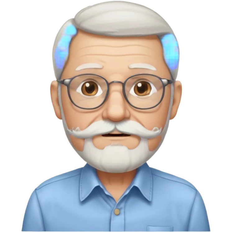 elderly glasses man with long beard and shirt emoji