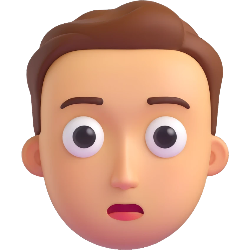 a sad and lost looking man, expressive face, round face, glossy finish, 3D emoji style emoji