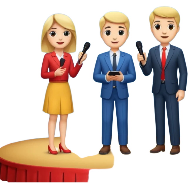 interview, three people, on stage emoji