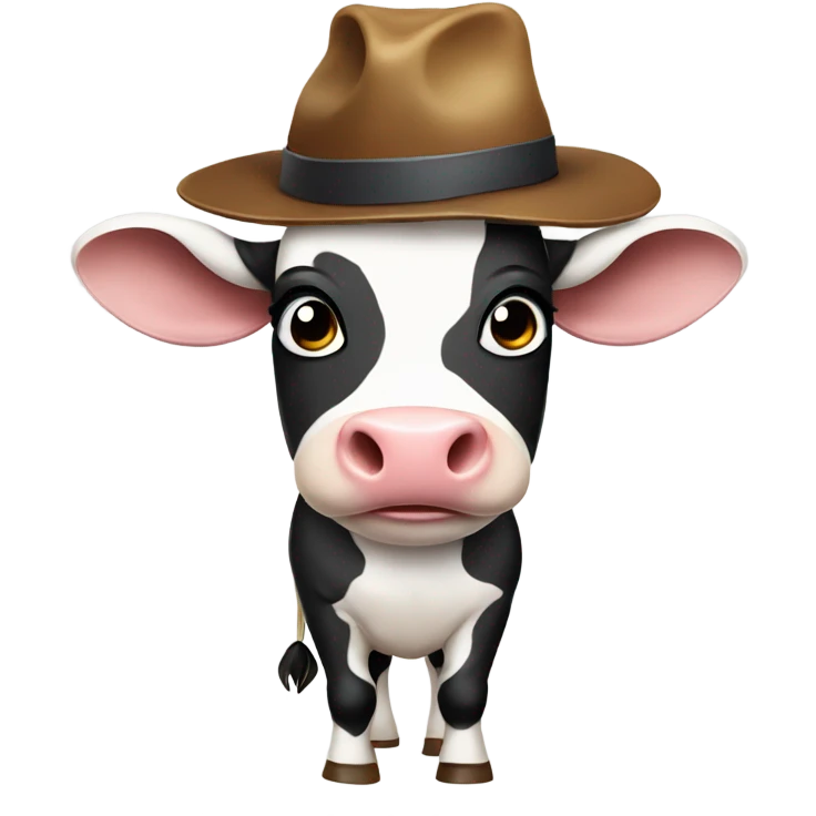 An ugly cow with a hat and umbrella  emoji