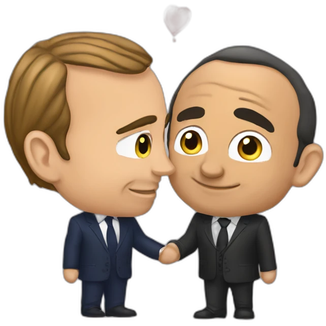 Macron et zemmour bisous emoji