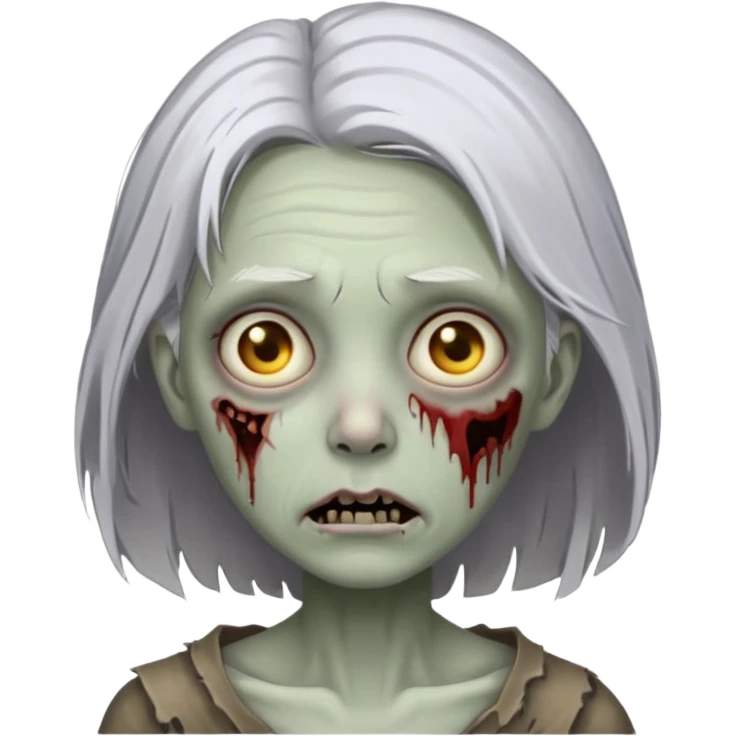 A pale zombie girl with white grey hair emoji