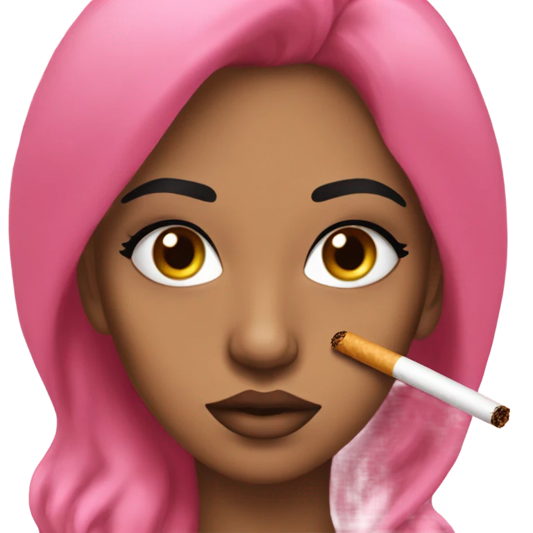 mixed baddie smoking a pink joint with long thick fake lashes emoji