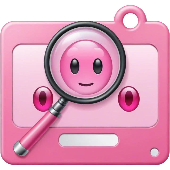 pink magnifying glass on the pink ID card emoji