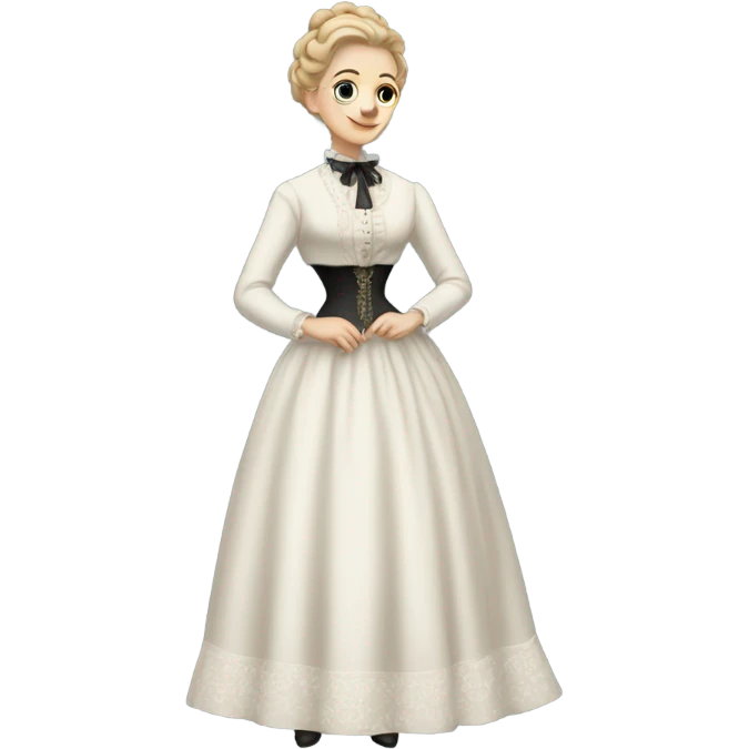 white woman galora in Victorian dress elegant, full body emoji