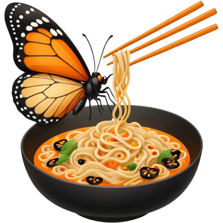 Butterfly eating noodles  emoji