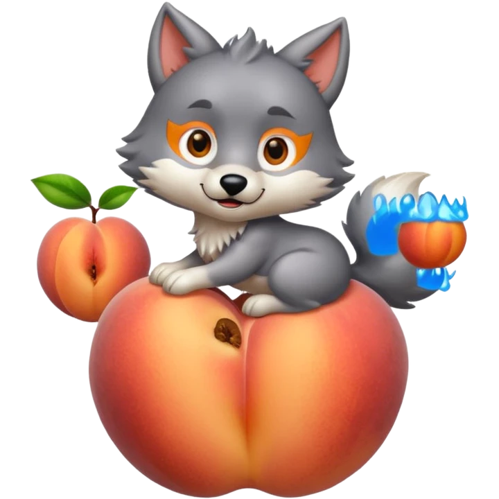 wolf riding peach emoji