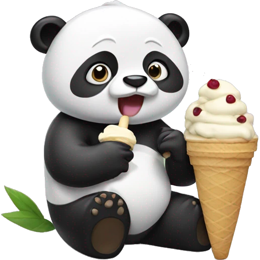 Panda eating ice cream emoji