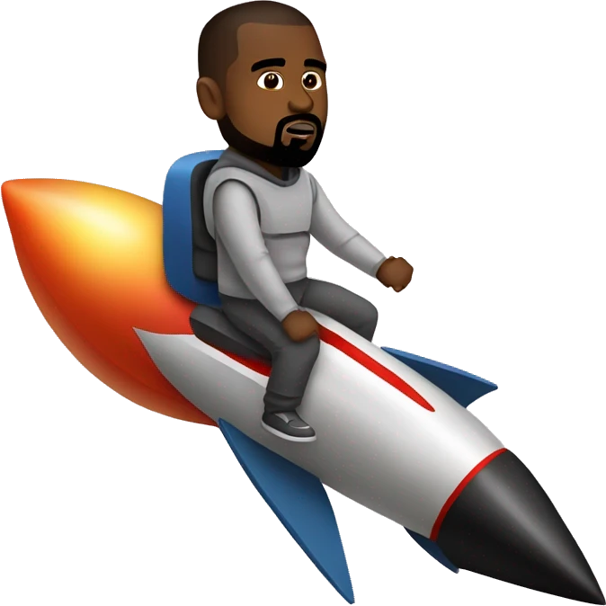 kanye west riding a rocket in space emoji
