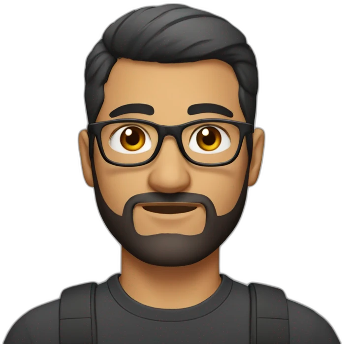 man with short haircut, honey eyes color, armenian traits, short beard and glasses emoji