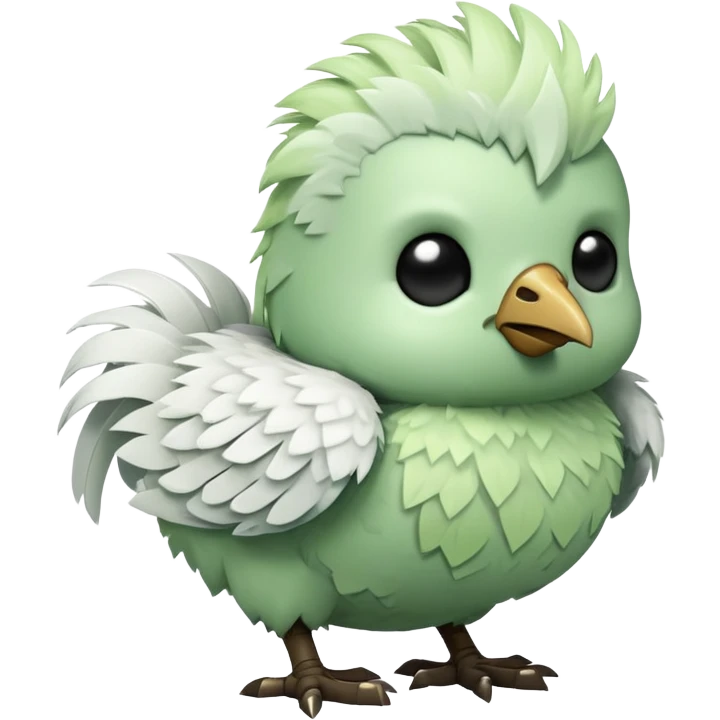 baby zombie on a tiny white chicken in Minecraft style emoji