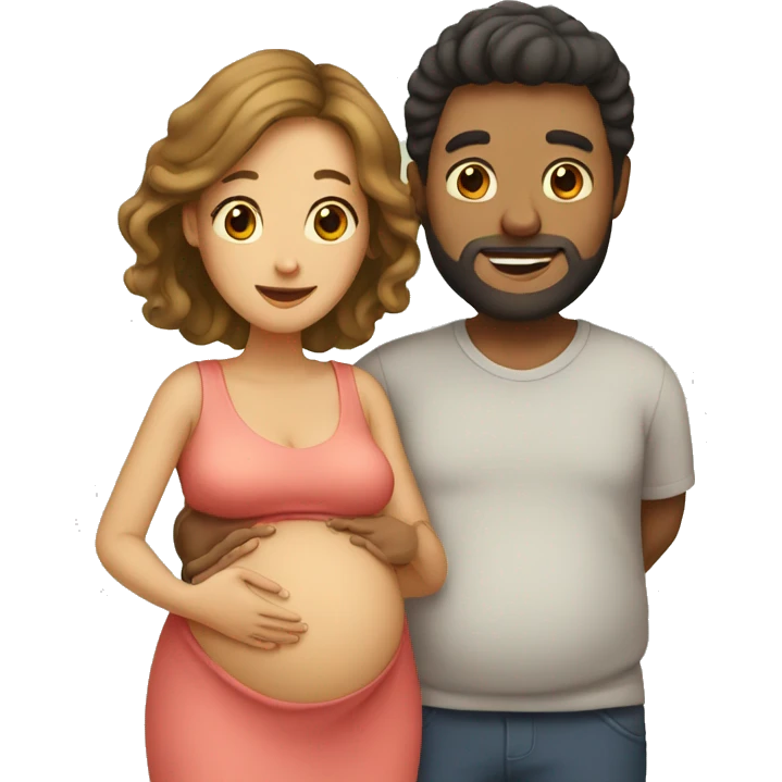 A pregnant woman with her husband  emoji