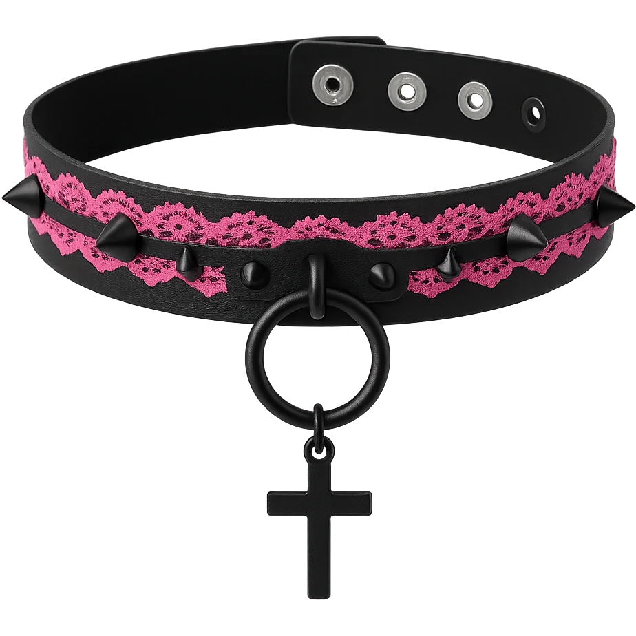 BLACKPINK-inspired gothic choker , no hearts, black and pink, cute, remove background emoji