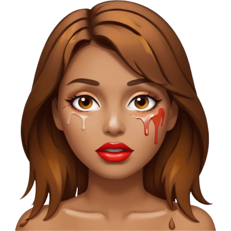 Brown Hair Woman , white paint , drip, face, hot  Sexy, lips emoji