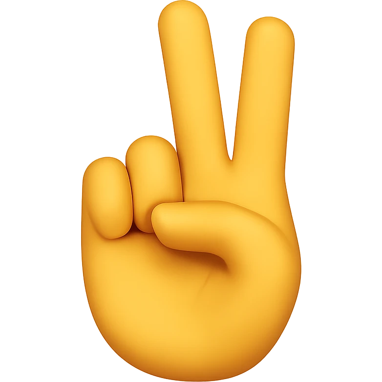 Recreate this exact hand and finger pose in normal emoji style with transparent background and white nails. Match the finger and hand position as closely as possible. Variant 2 with slight angle change. emoji