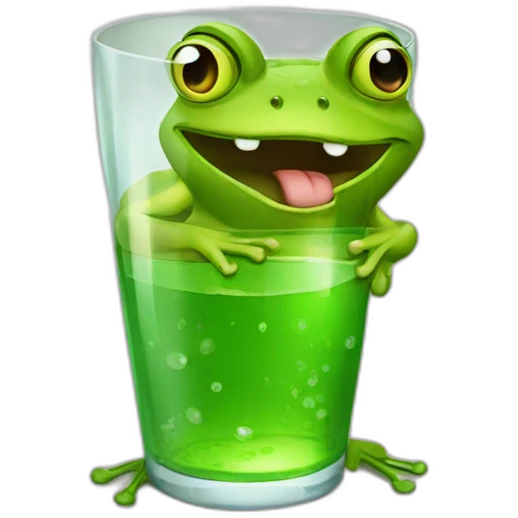 Drunk frog with glass emoji