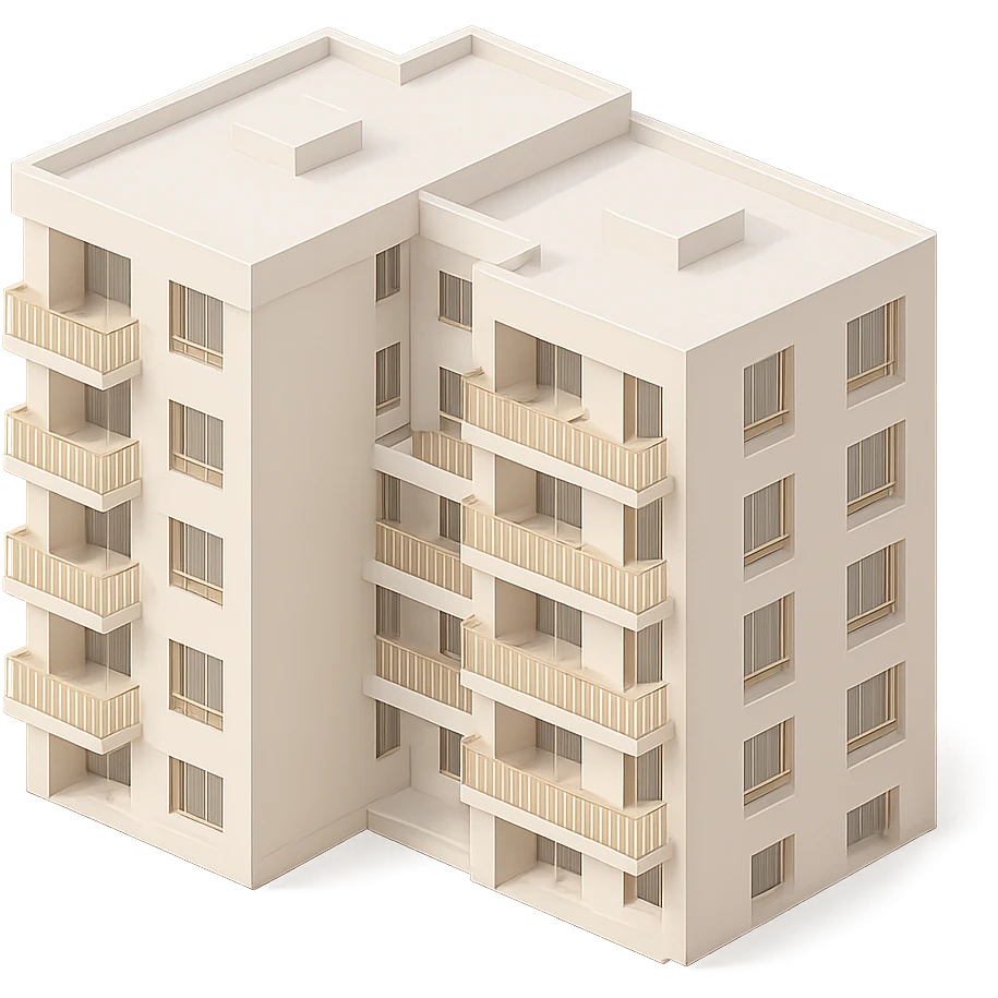 a modern apartment complex, without black color, use light neutral tones emoji