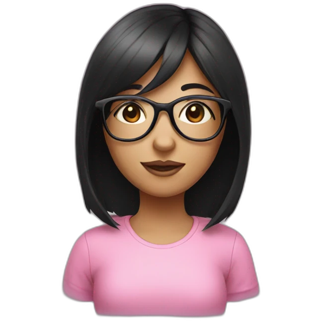 Girl with black hair and pink glasses emoji