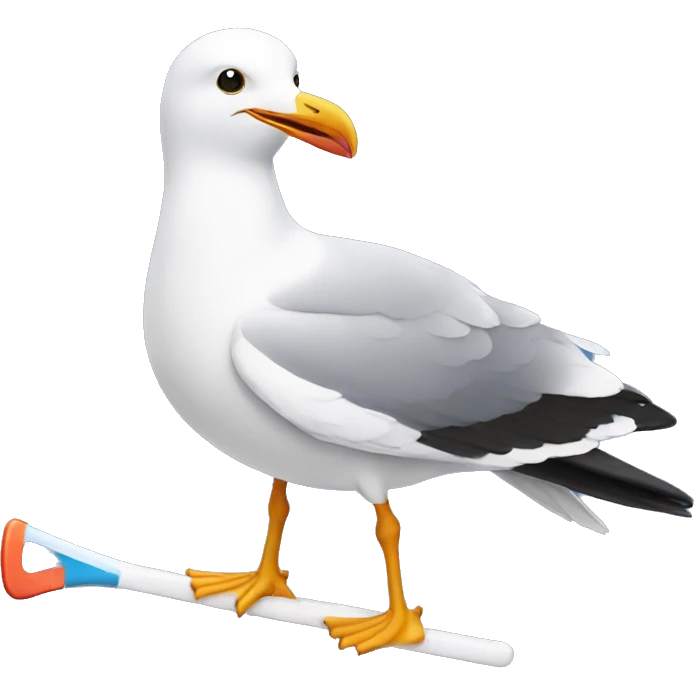 seagull with hockey stick emoji