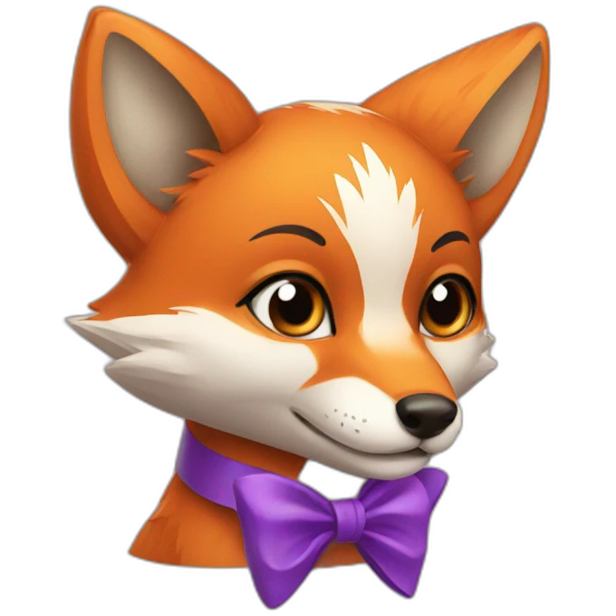 Fox with a purple bow on emoji