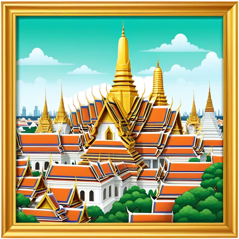 Grand Palace Bangkok Landmark Emoji – Featuring golden spires, Thai architecture, and the Emerald Buddha Temple. emoji