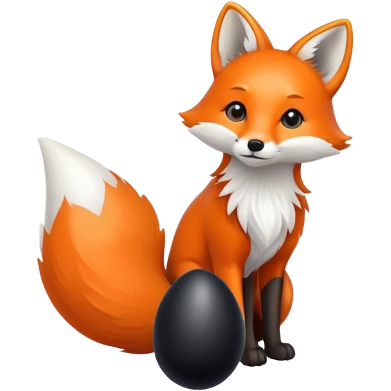 Fox tail connected to a small black egg shaped object emoji