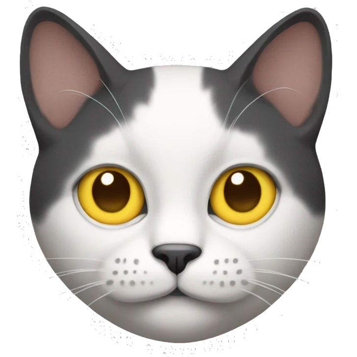 4-colored cat with white paws and yellow eyes emoji