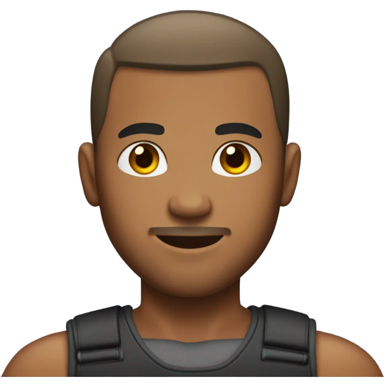 brown man muscle buzz cut with beard emoji