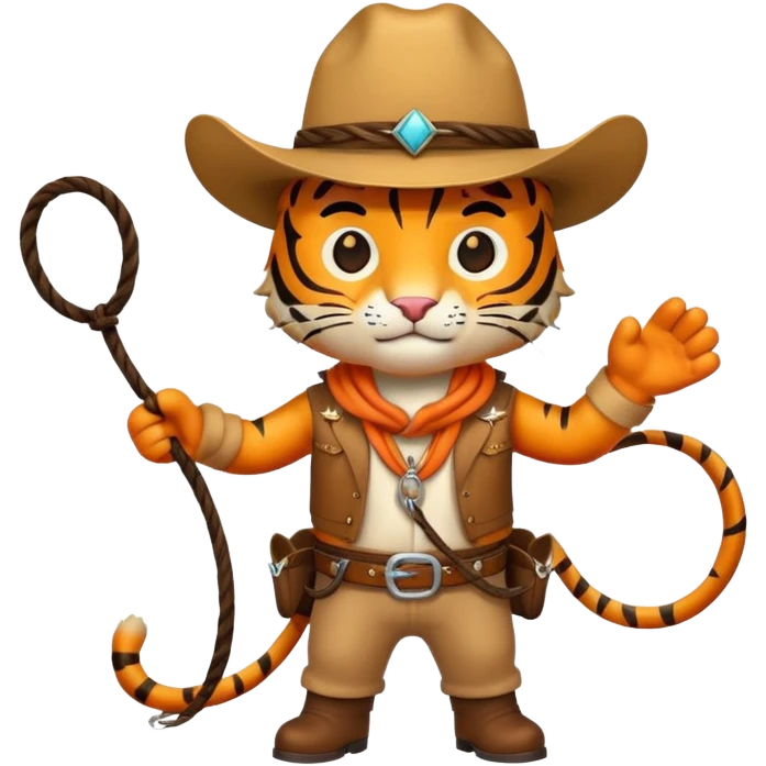 Tiger cowboy with hat and lasso emoji
