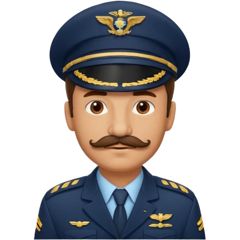 mustaches pilot man in unfiorm emoji