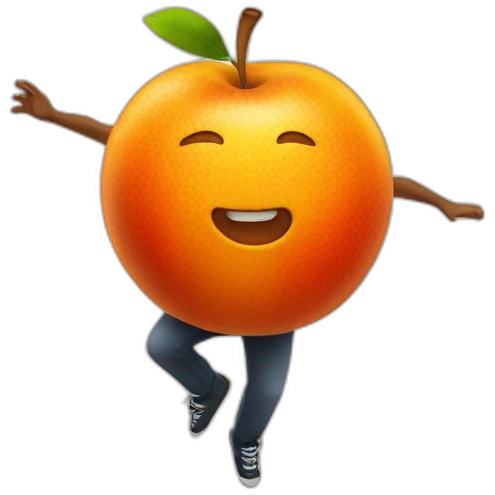 Une pomme qui dance avec une orange emoji