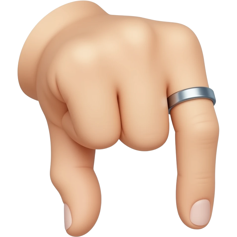 Una mano hacia abajo con el pulgar derecho, el anular. Doblado. El meñique doblado el de medio parado y el. Índice do emoji