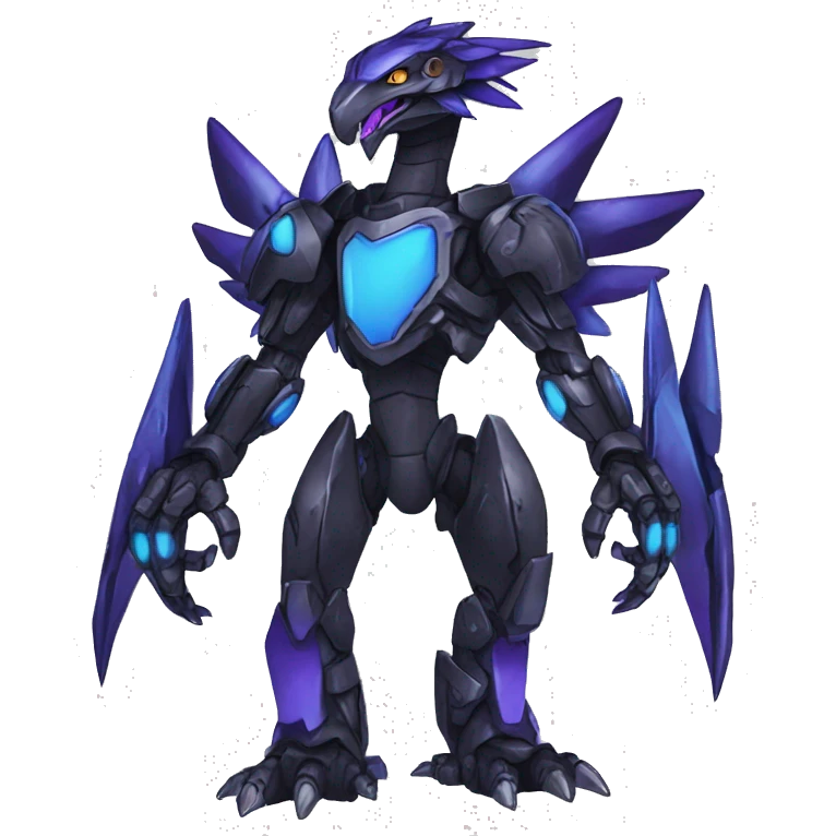  Cool Edgy Black Blue Purple Digimon-Fakemon-Raptor-Dragon-Mecha full body emoji