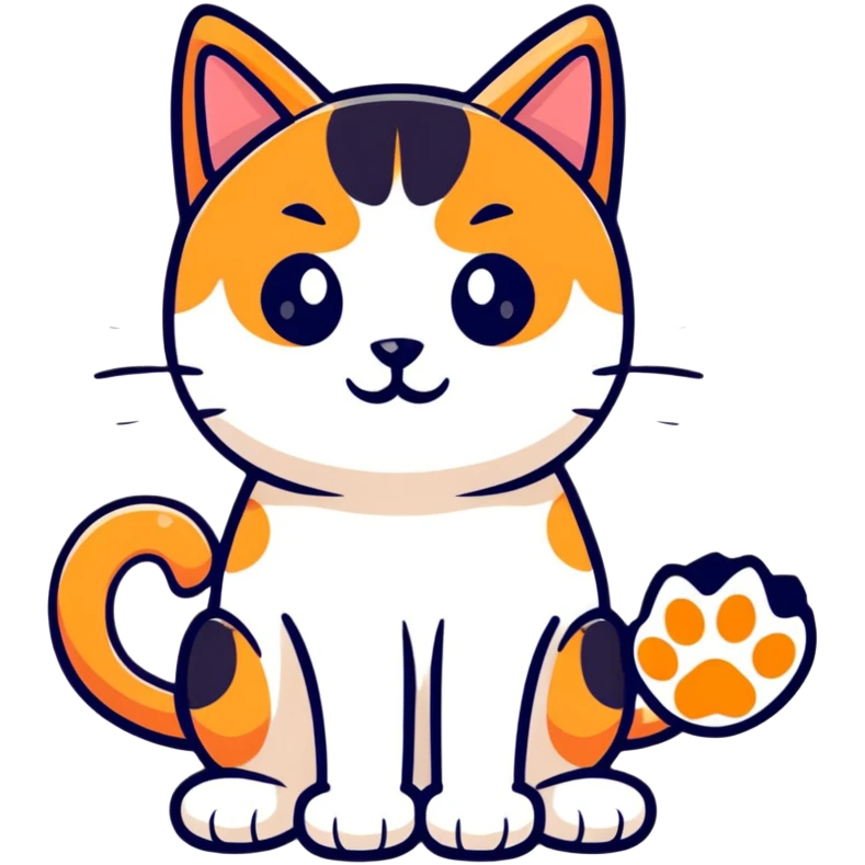 playful calico cat with paw up emoji