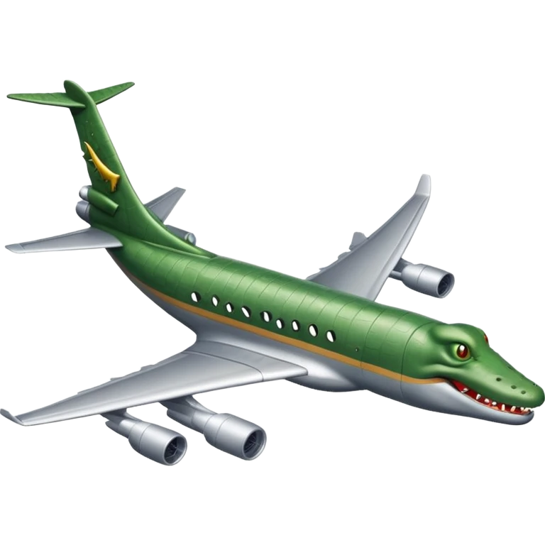 A gray jet plane with a crocodile head emoji