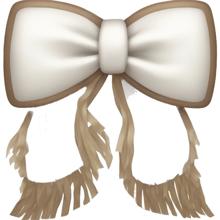White bow with brown fluffy fringe emoji