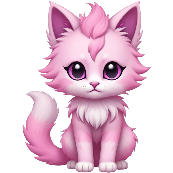 Kawaii dark edgy fantasy pastel ethereal feline fursona animal creature with a tufted tail full body emoji