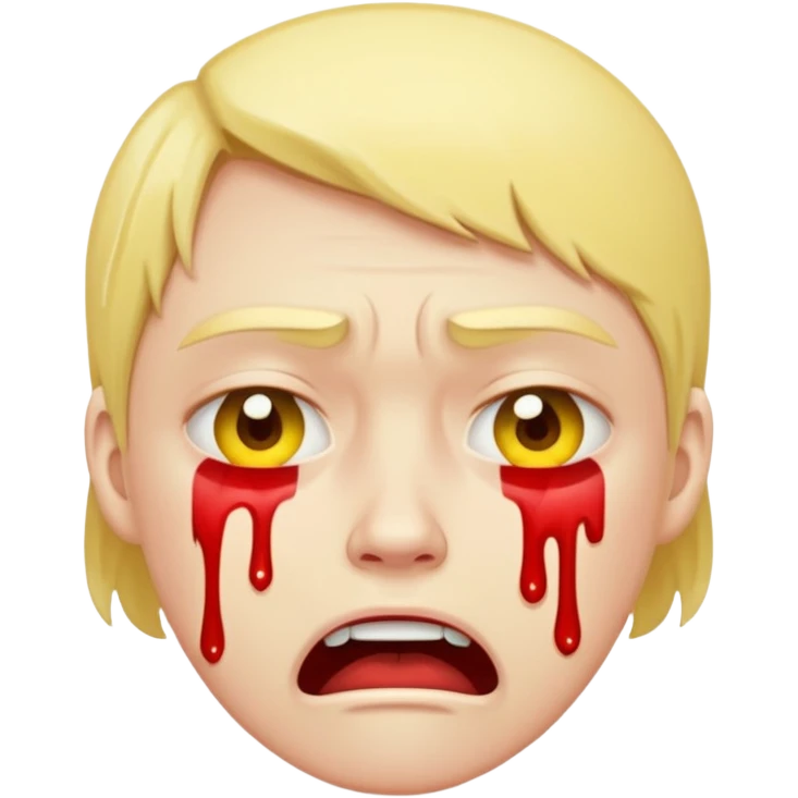 make me an emojiof a yellow face crying blood. emoji