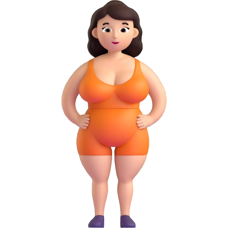 cartoon woman with exaggerated proportions, large chest emoji