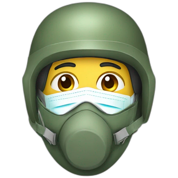 military face in a Medical masks emoji