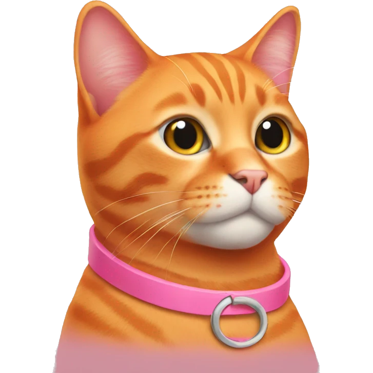 All orange cat with pink collar emoji