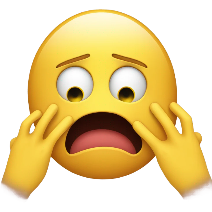 Scared yellow face with hands covering face but peeking through  emoji