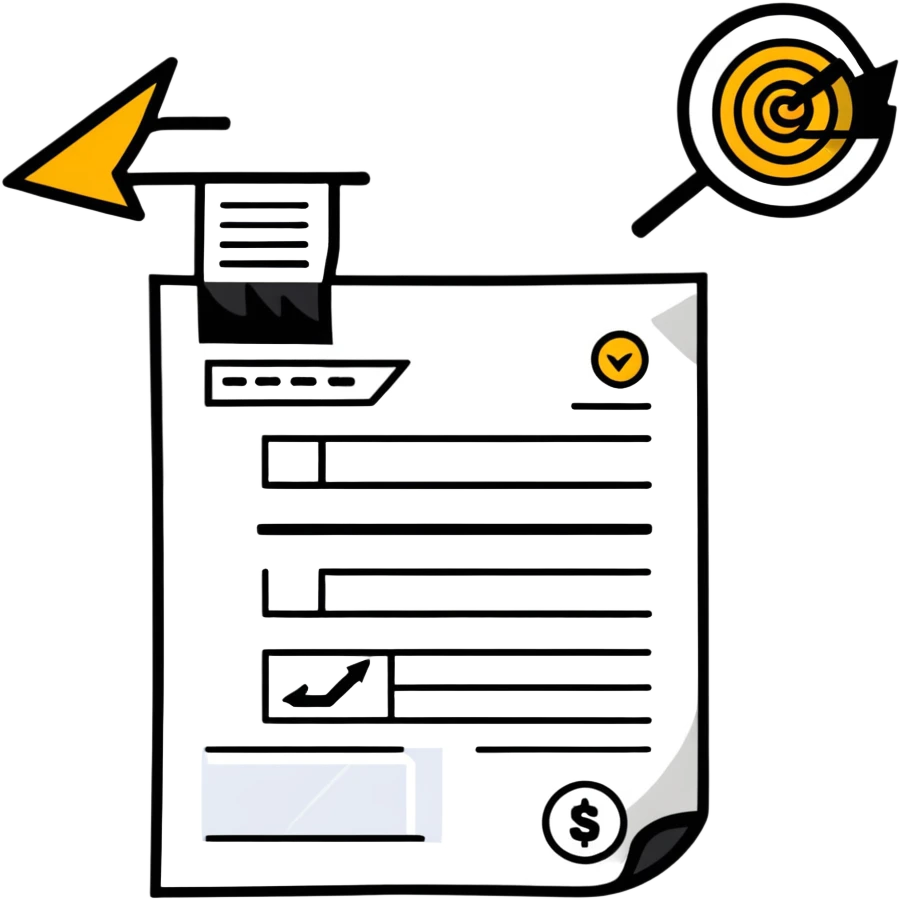 A receipt with a circular return arrow, representing a return policy emoji
