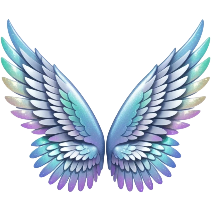 Silver glitter wings emoji