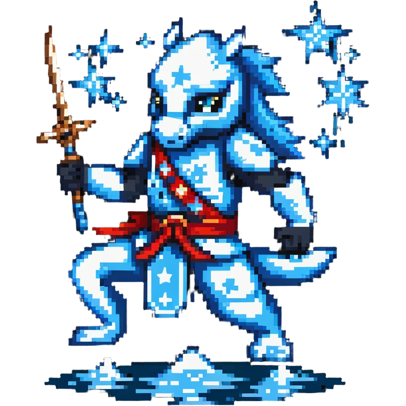 Water horse ninja with shuriken stars and water powers emoji