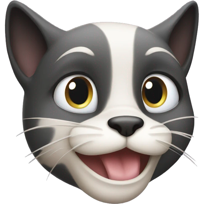 A goofy black cat emoji
